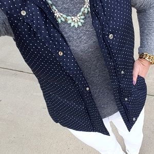 GAP Navy Polka Dot Puffer Vest - NWOT